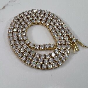 GRA Moissanite Gold Plated Tennis Necklace